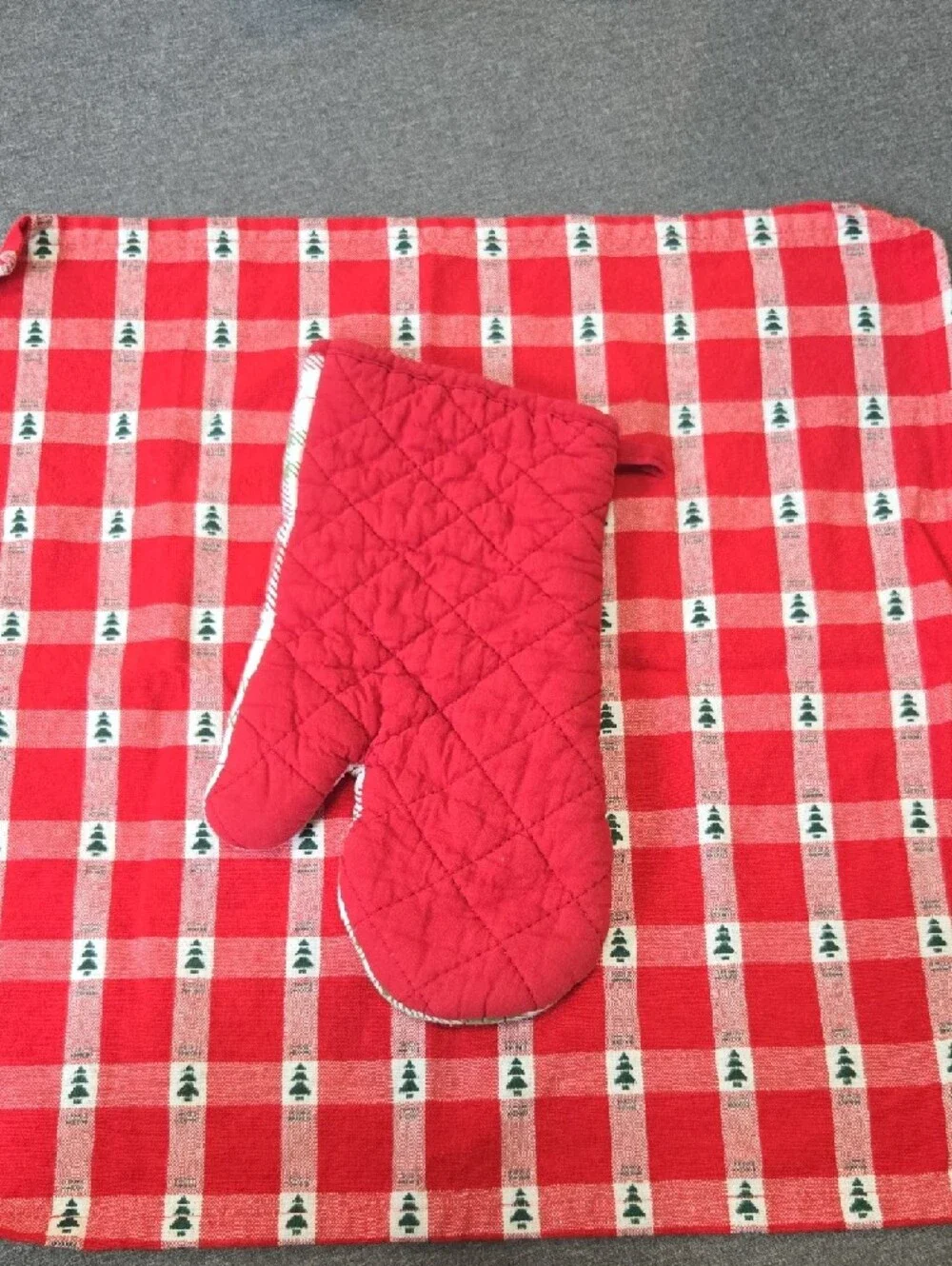 Home for the Holidays Red & Green Holiday Oven Mitt and Towel Set